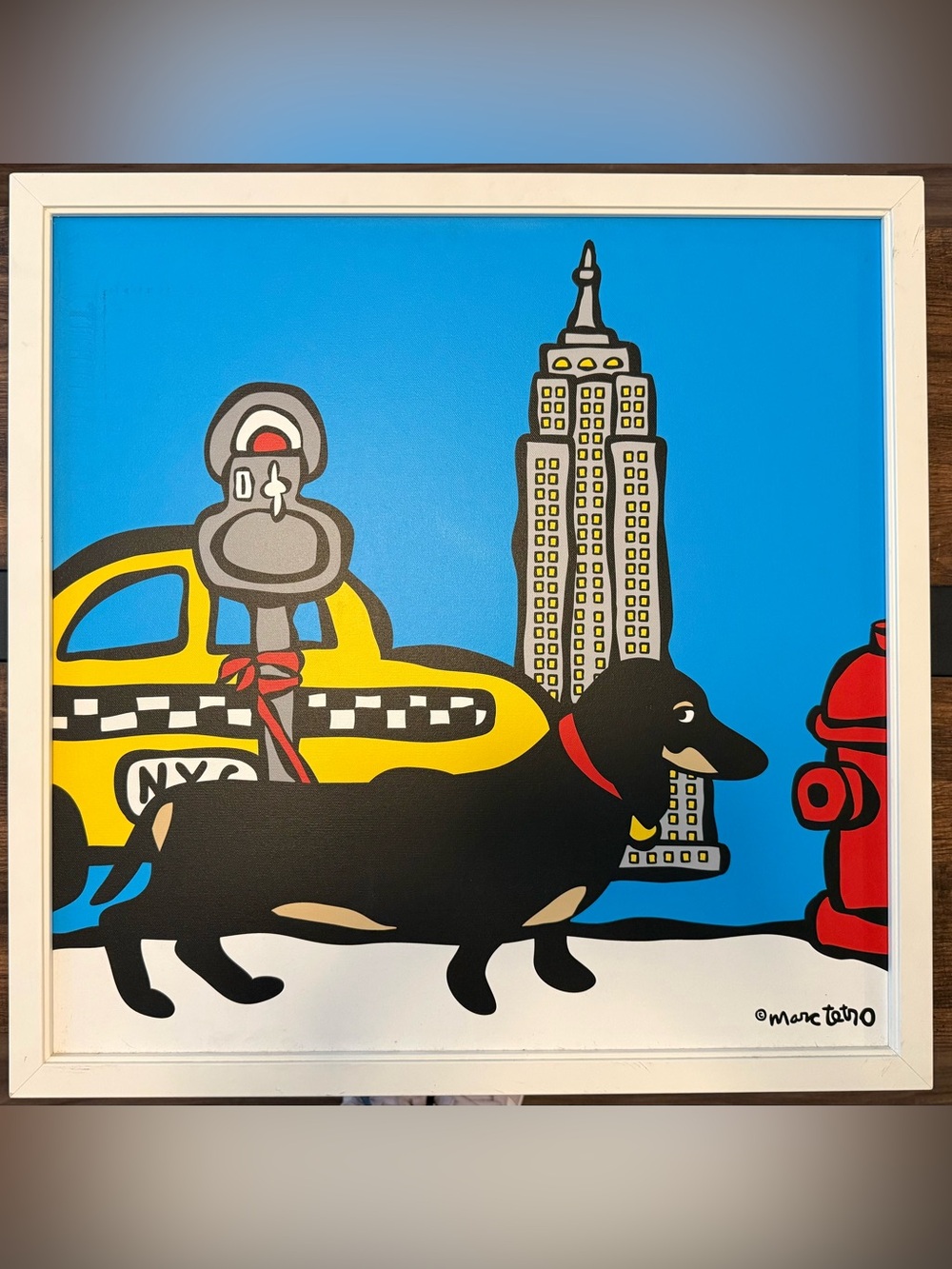 Black Dachshund Pop Art Canvas with Red Collar - Unbranded